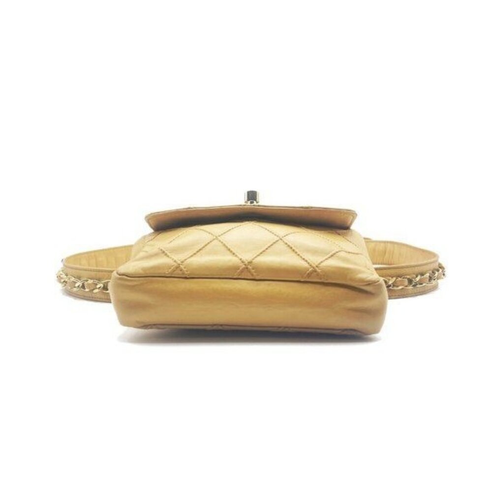 Authentic CHANEL CC Vintage Matelasse Lambskin Waist Pouch Bum Bag Leather Beige - Picture 6 of 16